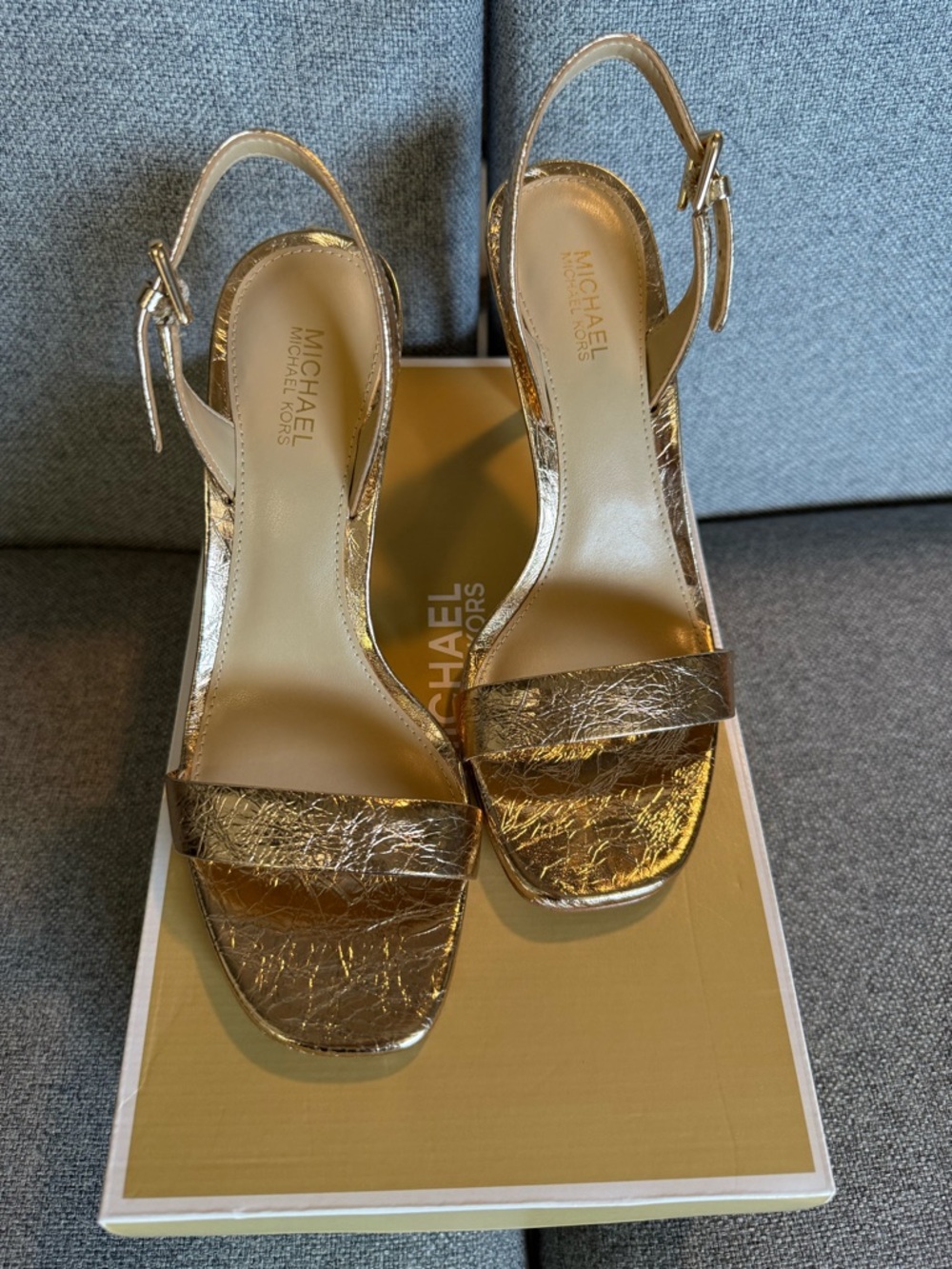 MICHAEL Michael Kors Metallic Gold Slingback Heels